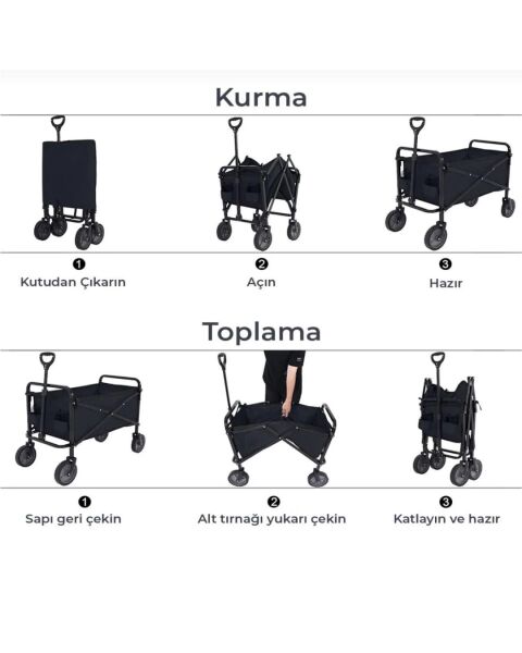 Çok Amaçlı Katlanabilir Kamp Arabası Bahçe Alışveriş Taşıma Vagonu