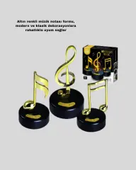 Altın Nota Figürlü Dönen Müzik Kutusu Dekoratif Music Box Yeni Nesil
