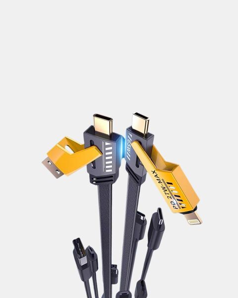 65W Çoklu Şarj Kablosu 4’ü 1 Arada Örgülü Hızlı Veri Aktarım USB-C USB-A