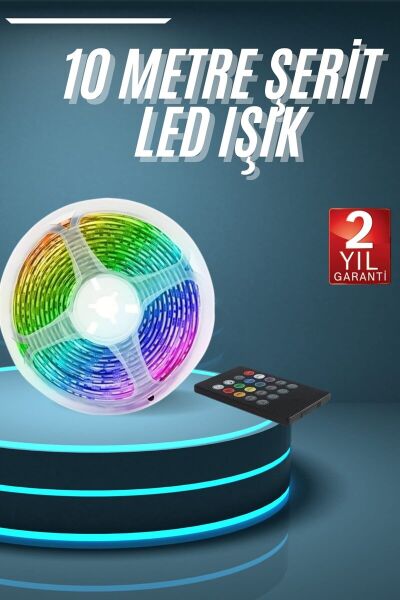 10M Şerit Led İç Mekan Renkli Rgb Şerit Led Kumandalı