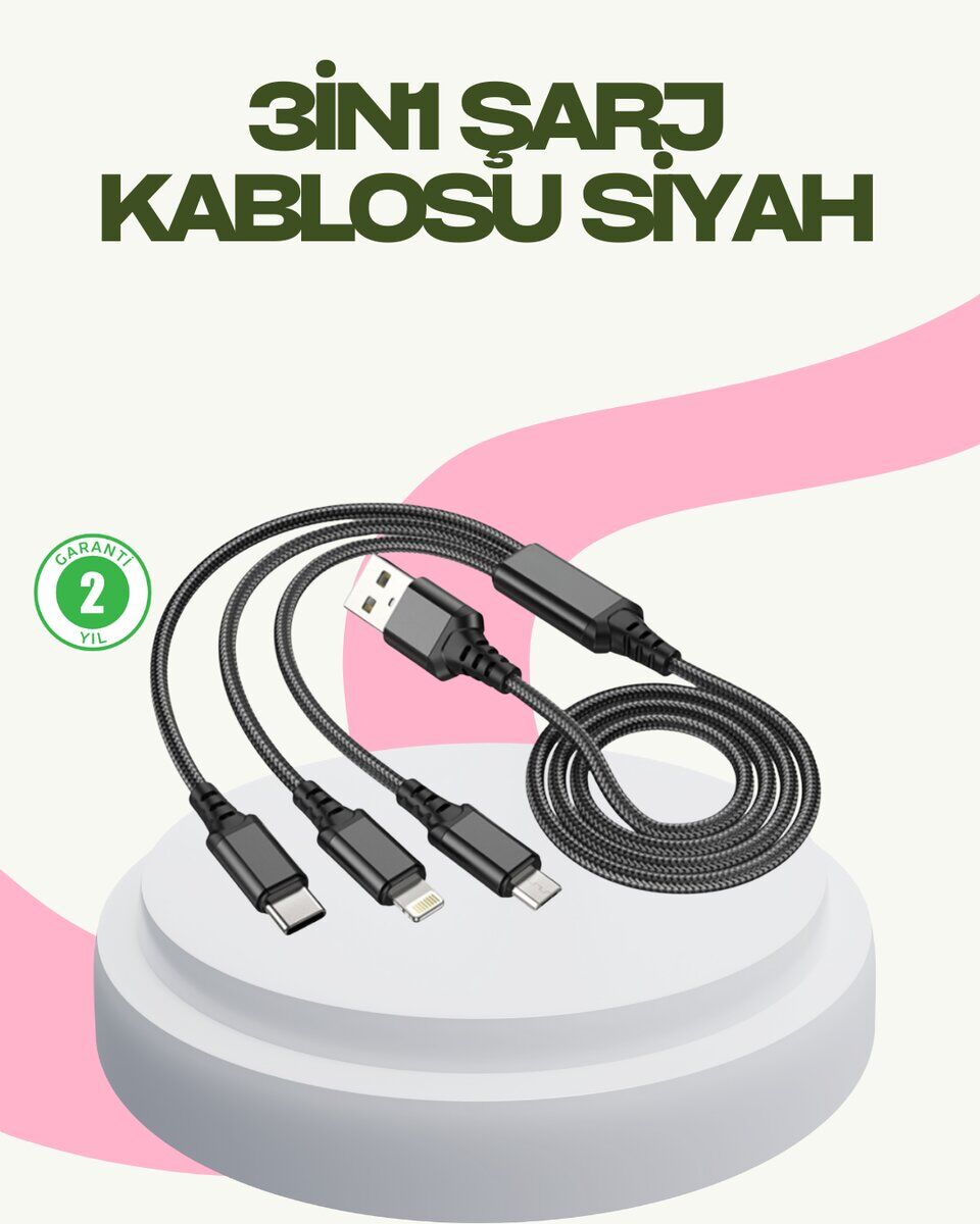 Hızlı Şarj Destekli Çoklu Şarj Kablosu – Seyahat ve Günlük Kullanım