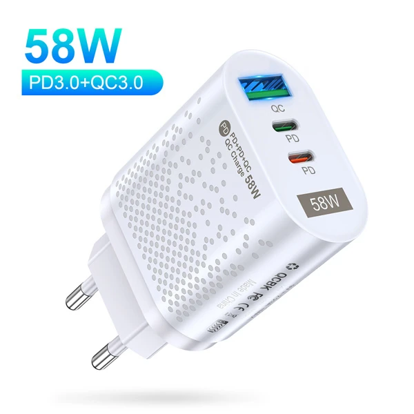 USLİON PD 58W USB + Type-c Hızlı Şarj Başlığı-(5775)