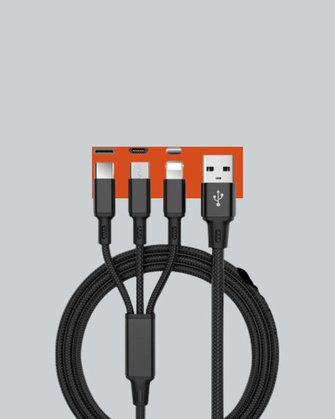 3’ü 1 Arada Hızlı Şarj Kablosu – iOS Android Type-C Uyumlu