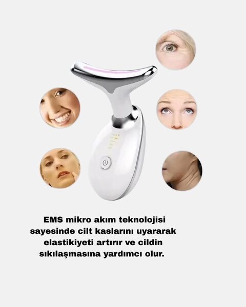 Kablosuz Şarjlı Yüz Sıkılaştırıcı Cihaz EMS Mikro Akım Anti-Aging Masaj Aleti