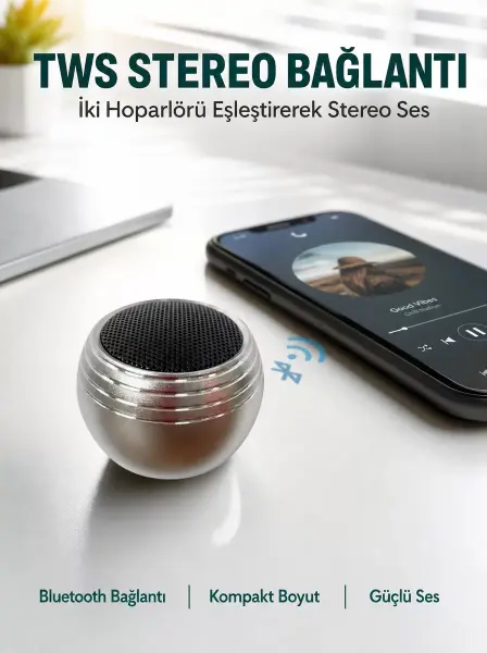Mini Kablosuz Hoparlör Derin Bas TWS Bağlantı Şarjlı Model Yeni Nesil