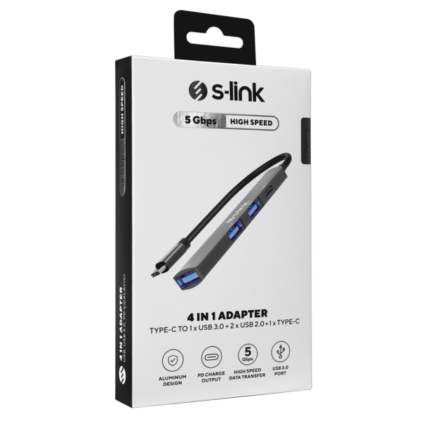 S-LINK SWV-USBC023 Type-C to 2xUSB 2.0 1xUSB 3.0 1xType-C Metal USB HUB(1923)
