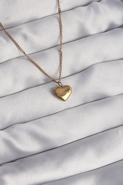 316L Çelik Gold Renk Kalp Model Love Kolye 5886