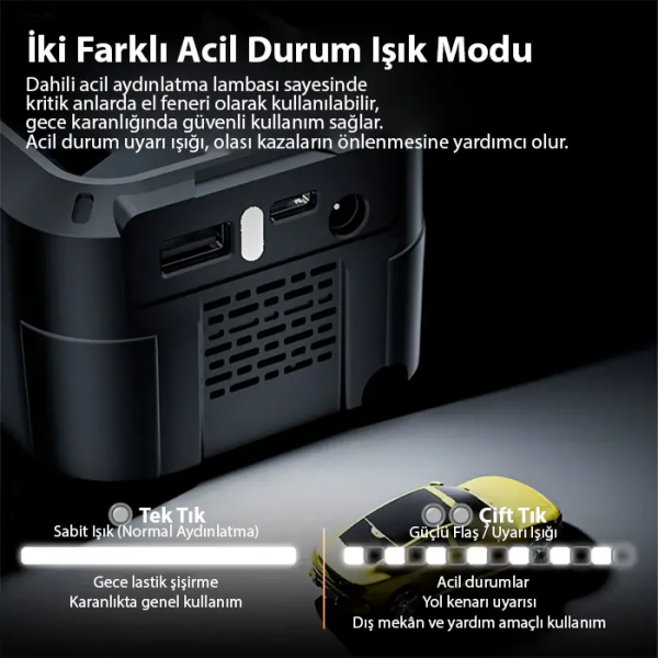 EZERE AirForce Pump Taşınabilir Araba yüksek güçlü elektrikli kablosuz lastik hava pompası-(5775)
