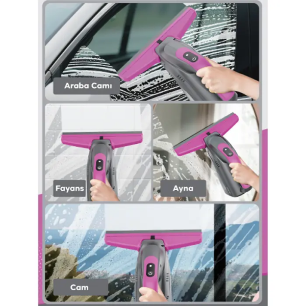 Ezere ClearView Şarjlı Cam Temizleyici Silme Makinesi Mikrofiber Başlıklı-(5775)
