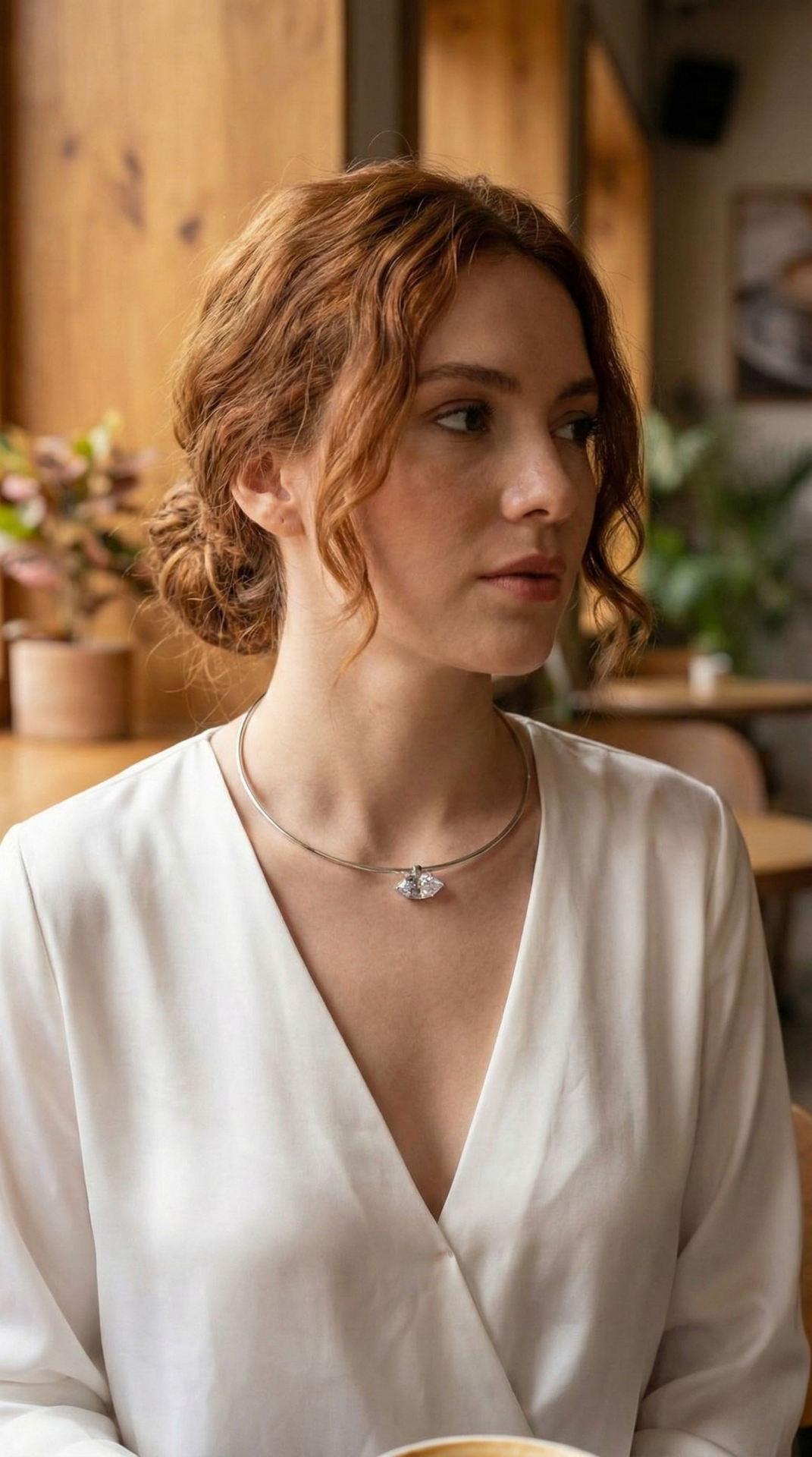 Pirinç Gümüş Renk Choker Model Zirkon Taşlı Kadın Kolye 5886