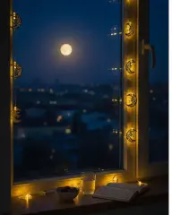 Dekoratif Minareli Hilal LED Işık Metal Gövdeli Ramazan Aydınlatma