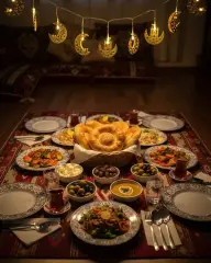 Minareli Hilal LED Işık Gold Metal Gövdeli Pilli Ramazan Dekoru