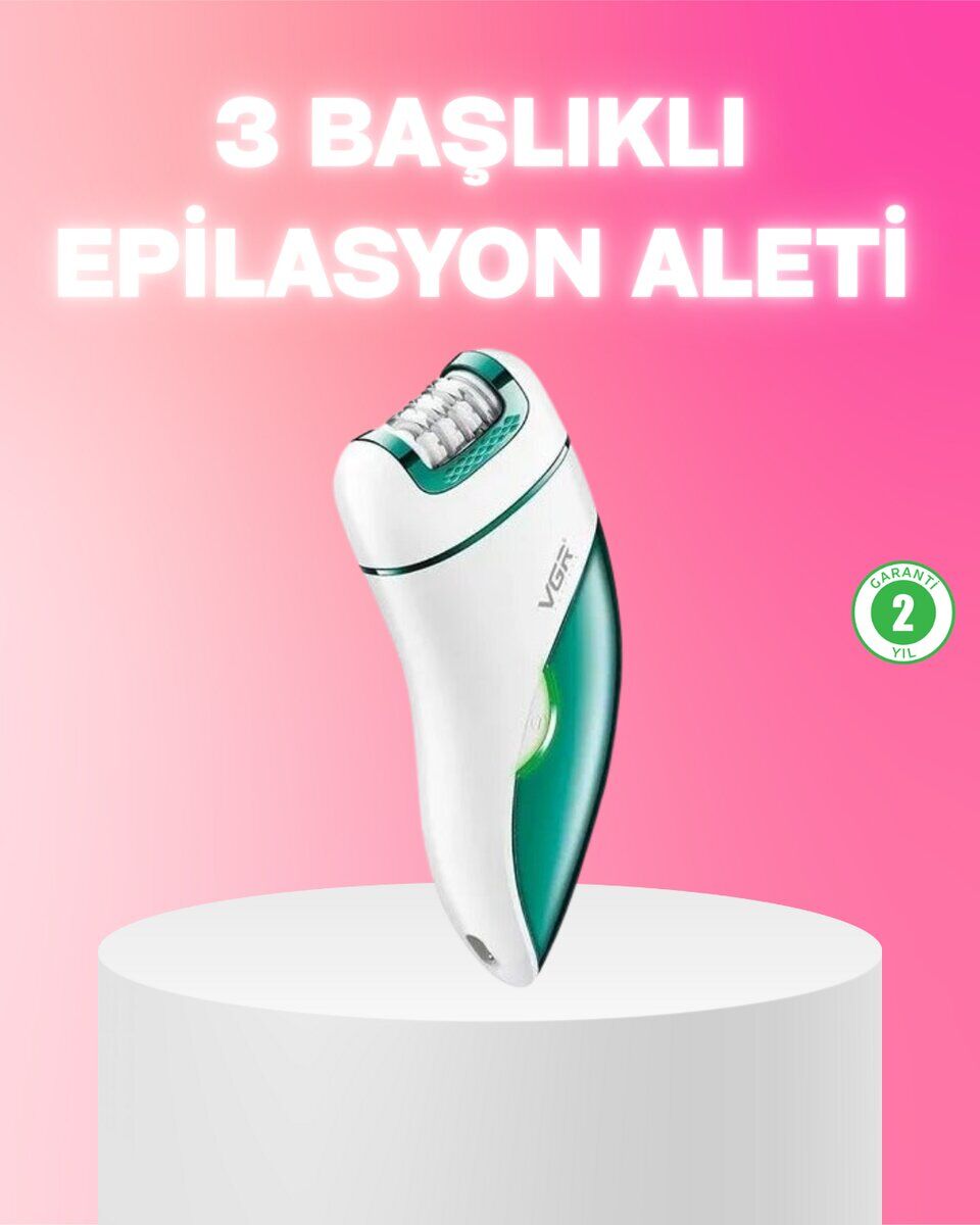 3 in 1 Epilatör Metal Başlıklı IPX5 Su Geçirmez 90 Dakika Şarjlı Epilasyon Cihazı