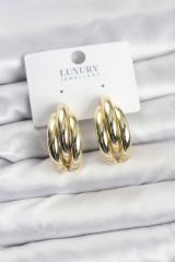 Gold Renk Pirinç Yarım Halka Model Kadın Küpe 5886