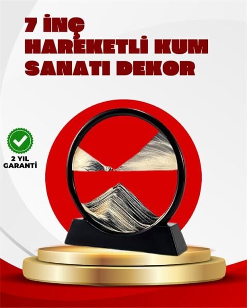 Rahatlatıcı Kum Sanatı – Yuvarlak Cam Çerçeveli Hareketli Kum Resmi Ofis ve Ev İçin Etkileşimli Masaüstü Süs