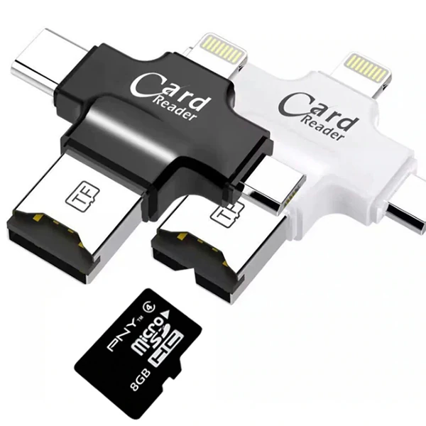 Card Reader 4in1 Type-C- İphone Lightning-Micro Usb Hafıza Kart Okuyucu-(5775)