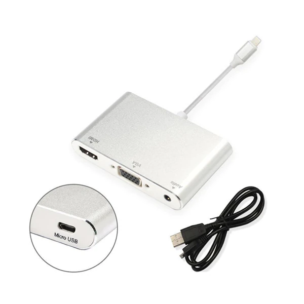 İPhone İPad P32 Hdmi Vga Av Audio Dönüştürücü Adaptör-(5775)