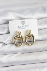 Gold Renk Pirinç Vintage Kadın Küpe 5886