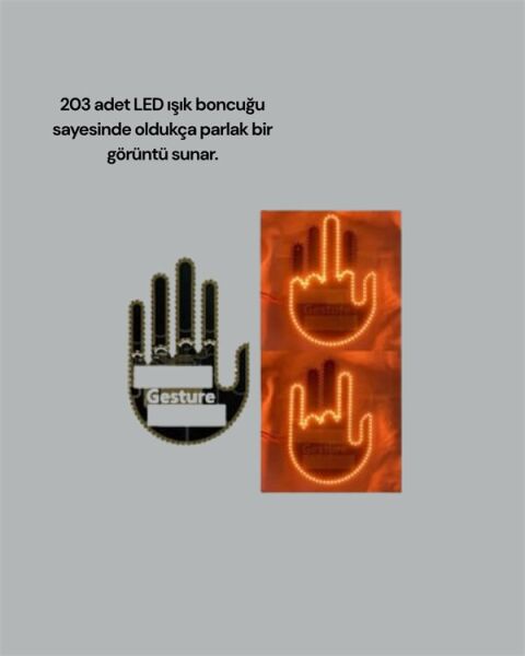 Kablosuz Kumandalı LED Jest Işığı – 3 Modlu Araba Arkası Mesaj Işığı 203 LED ile Yüksek Parlaklık