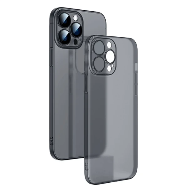 Ally iPhone 13 Pro Max 6.7inch Frosted Glass Şeffaf Kamera Korumalı Kılıf-(5775)