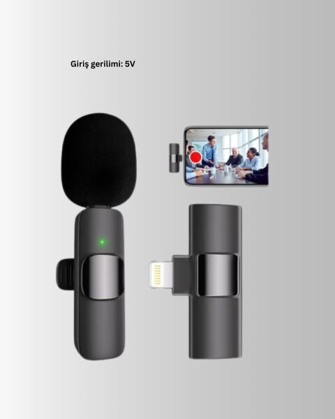 iPhone İçin Çift Mikrofonlu Telsiz Yaka Mikrofonu 360 Derece HD Ses