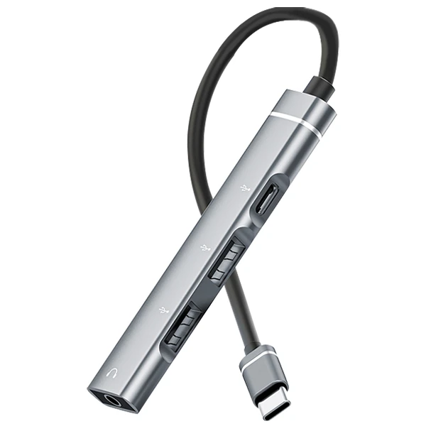 ALLY 4in1 Type-C+3.5mm+USB Girişli Çoğaltıcı Adaptör Çevirici Hub-(5775)