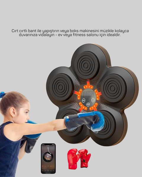 Evde Fitness İçin Akıllı Boks Makinesi Işıklı Vuruş Noktalı Bluetoothlu