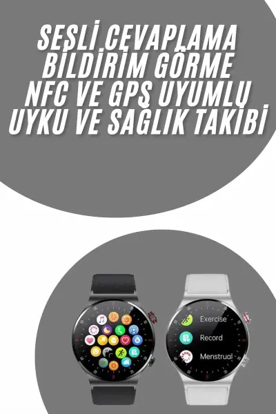 Akıllı Saat Uyku ve Sağlık Takibi NFC Uyumlu Bluetoooth Bağlantılı Android İOS Uyumlu