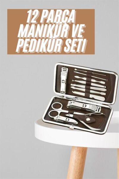 Tırnak Bakım Seti Tırnak Düzeltme Batık 12 Parça Çanta Tipi Manikür Pedikür