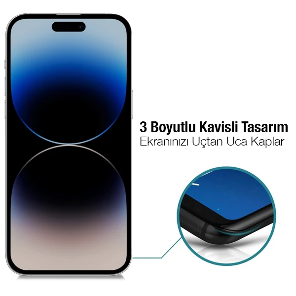 ALLY İPhone 14 Pro 6.1 3D Full Privacy Gizlilik Cam Ekran Koruyucu Anti-Spy-(5775)