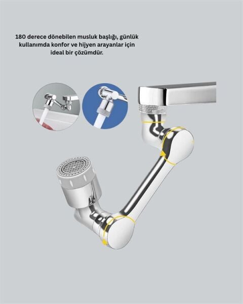 Esnek 1080° Musluk Başlığı 3 Eklemli Hareketli Su Modlu Lavabo Aparatı