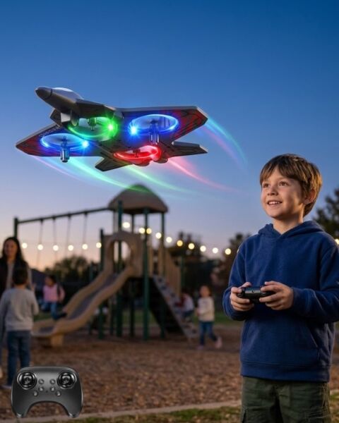 Uzaktan Kumandalı LED Işıklı Drone Uçak 360 Derece Dönüş Özellikli Oyuncak Drone