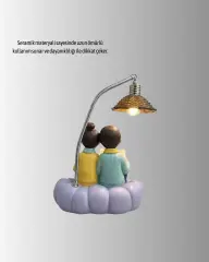 Romantik Çift Temalı Dekoratif Masa Lambası Yumuşak LED Işık