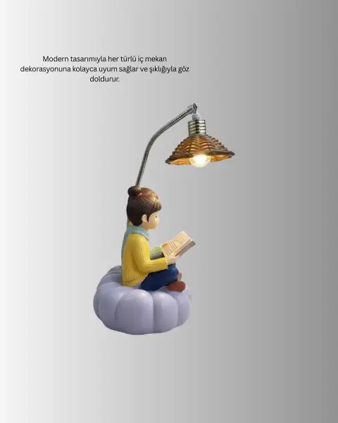 Romantik Çift Figürlü Okuyan Çift Masa Lambası Dekoratif LED Aydınlatma