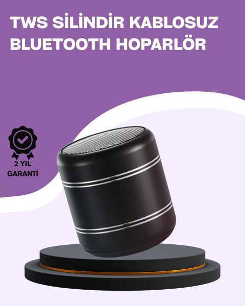 Silindir Tasarım Mini Bluetooth Hoparlör 10m Çekim Güçlü Bas ve Mikrofonlu