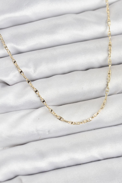 CM 14K Gold Renk Pirinç Gemi Zinciri Model Kadın Kolye 5886