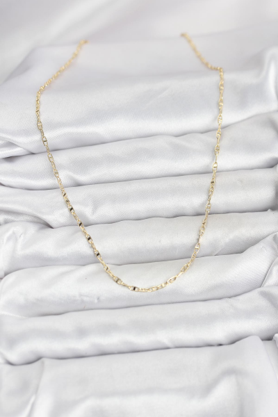 CM 14K Gold Renk Pirinç Gemi Zinciri Model Kadın Kolye 5886