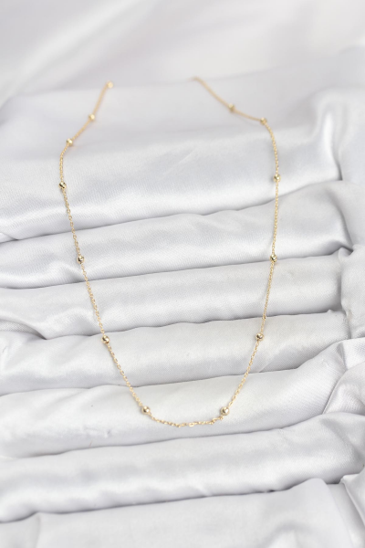 CM 14K Gold Renk Minik Top Zincirli Kadın Kolye 5886