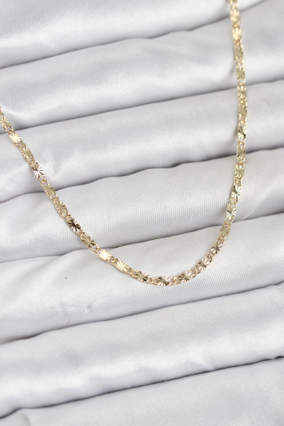 CM 14K Gold Renk Lazerli Zincir Model Kadın Kolye 5886
