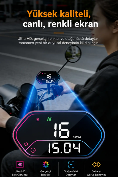 Ally HUD G25 OBD2 + GPS Head Up Display HUD Dijital Hız Göstergesi - Motosiklet ile Uyumlu-(5775)