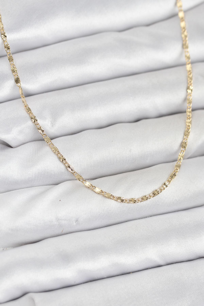 CM 14K Gold Renk Lazer İnce Zincirli Kadın Kolye 5886