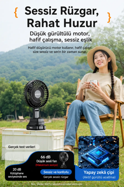 Ezere AirMax Şarjlı Taşınabilir Outdoor Fan Vantilatör ST-7997-(5775)