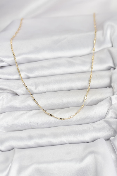 CM 14K Gold Renk Pirinç Ataç Zincir 60 cm Kadın Kolye 5886