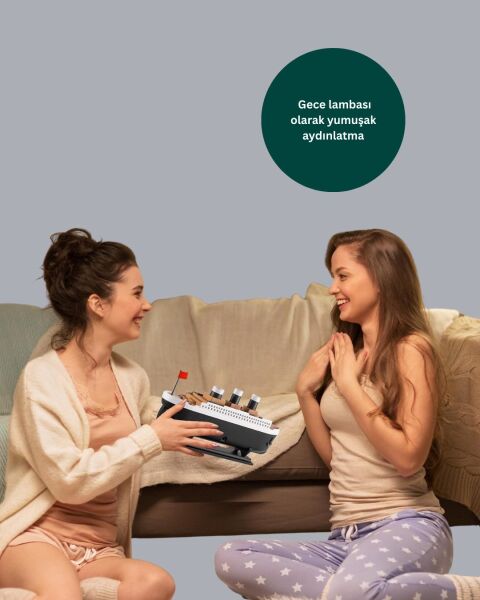 Dekoratif Gemi Modeli 7 Renk Işıklı Hava Nemlendirici ve Oda Kokusu Difüzörü