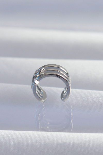Pirinç Gümüş Renk Yonca Earcuff Küpe 5886