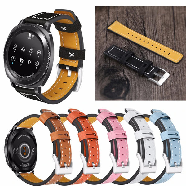 Ally Gear S3 Watch 4 46mm Classic Frontier Deri Dişli Kayış Kordon-(5775)