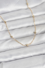 CM 14K Gold Renk Pirinç Top Zincirli 60 cm Kadın Kolye 5886