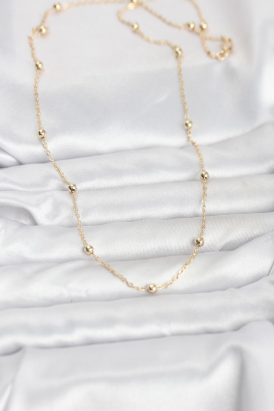 CM 14K Gold Renk Pirinç Top Zincirli 60 cm Kadın Kolye 5886