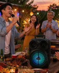 RGB Işıklı Bluetooth Karaoke Hoparlör Mikrofonlu USB TF Kart Destekli Taşınabilir Speaker
