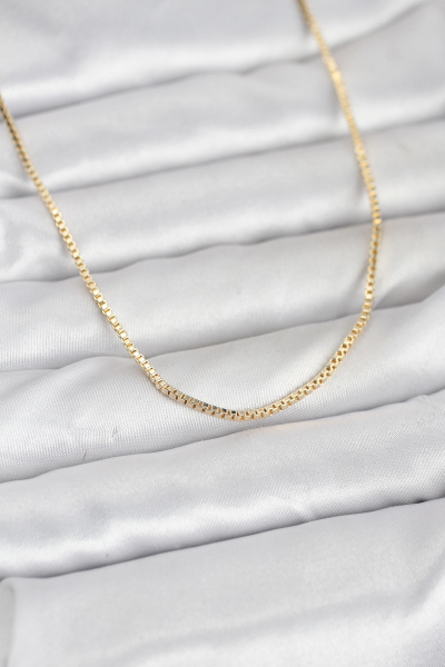 CM 14K Gold Renk Kare Zincirli Model 60 cm Kadın Kolye 5886